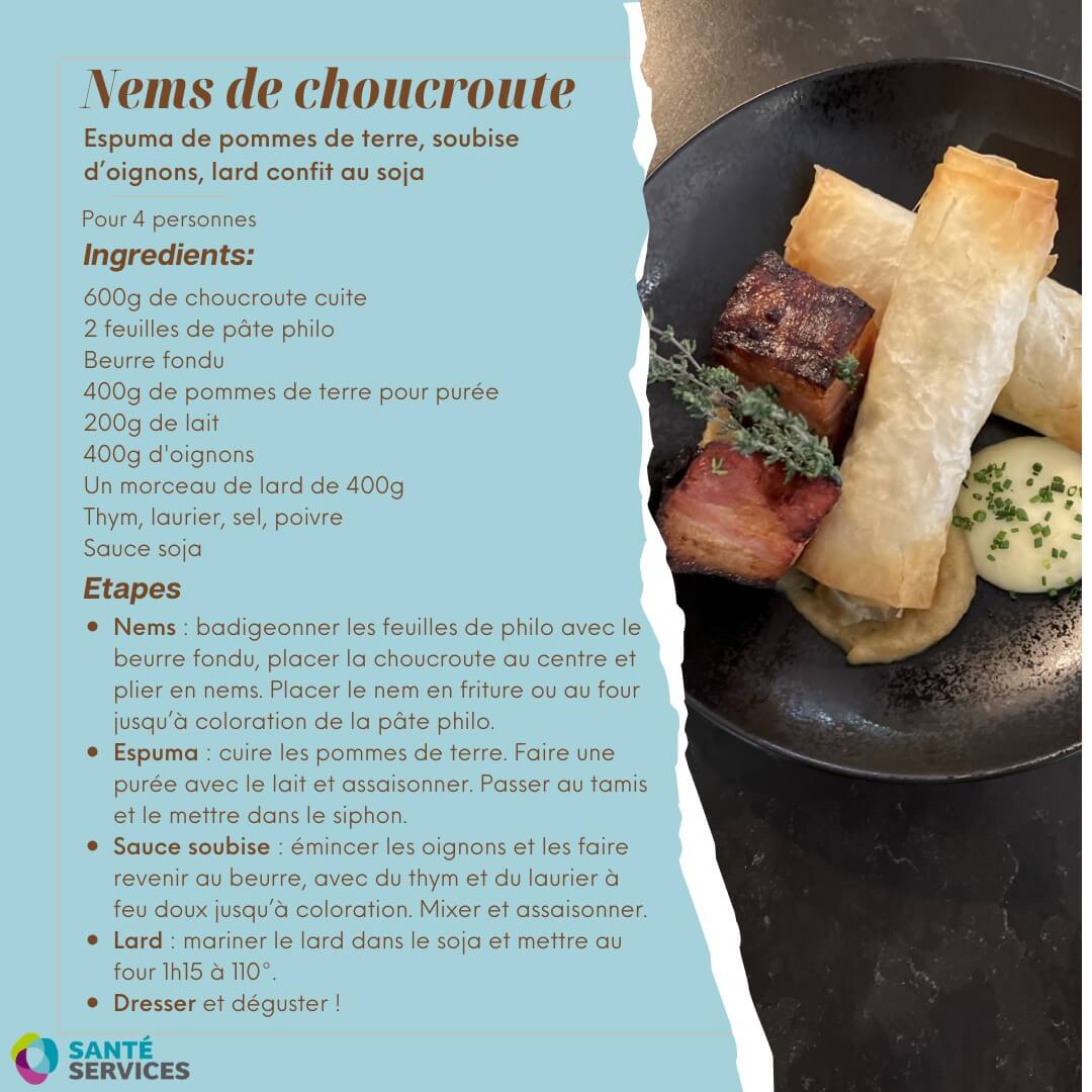 Pôle catering - Recette : nems de choucroute