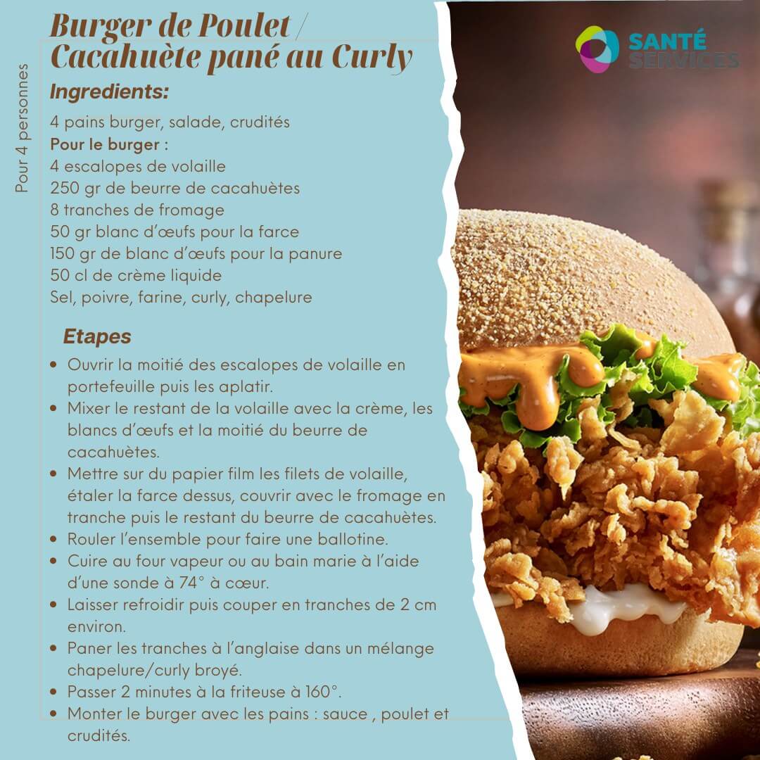 Pôle catering - Recette : Burger de poulet