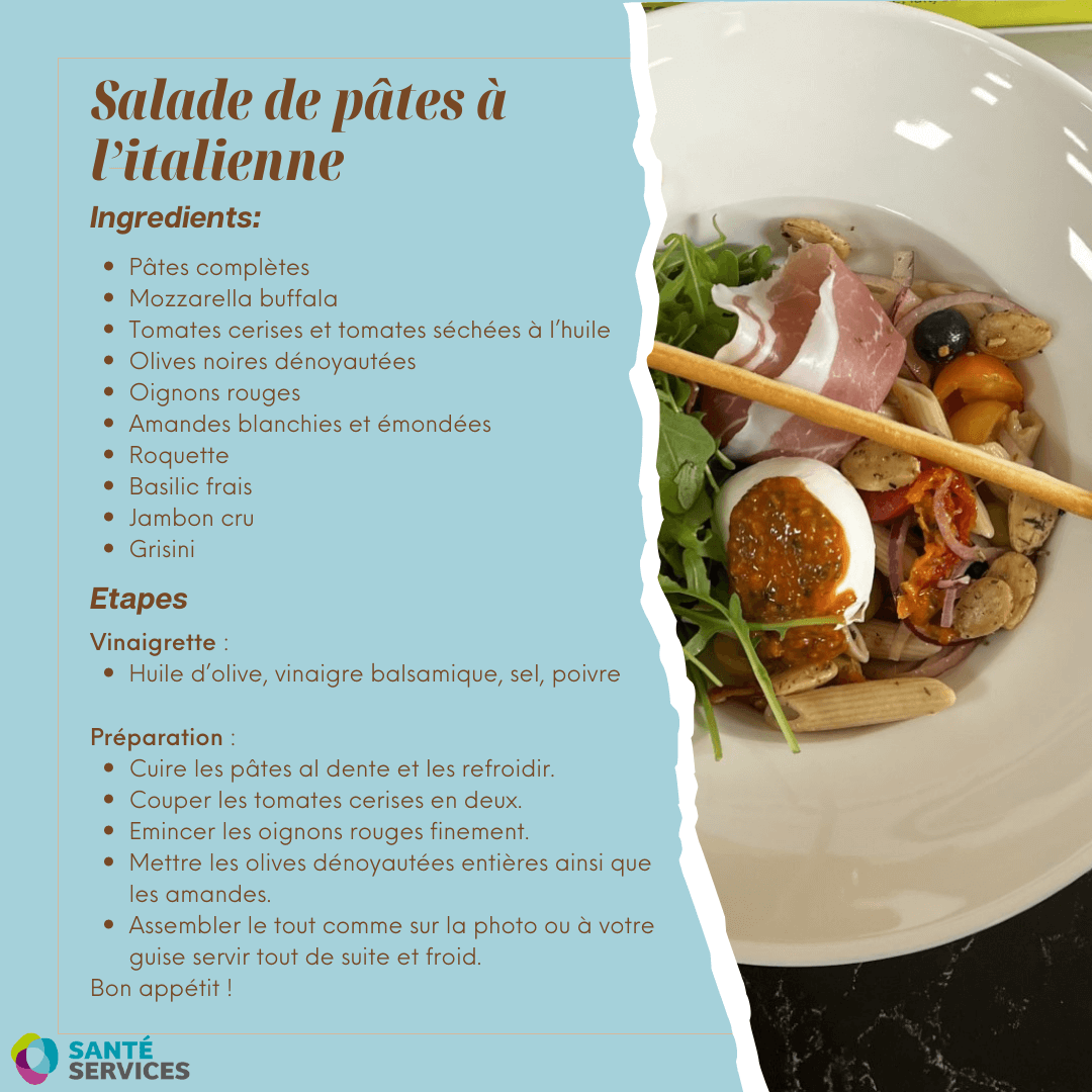 Pôle catering - Recette : Salade de pâtes à l'italienne